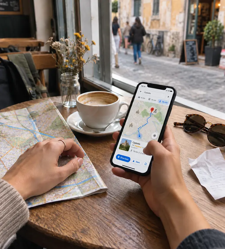 A street scene in a destination covered by EscapeSIM